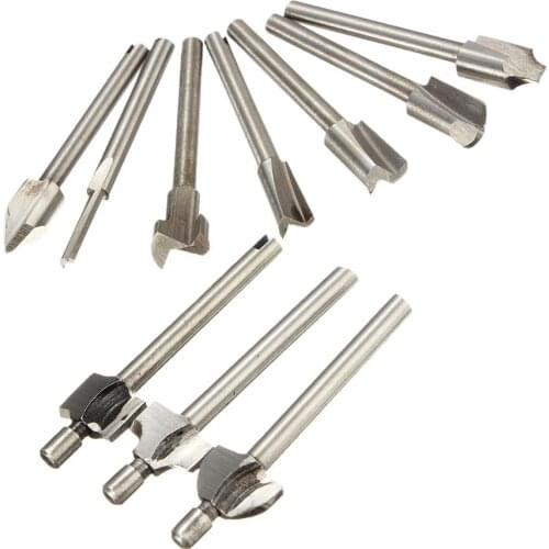 10pcs 1/8 Inch SHANK HSS TITANIUM ROUTER BITS FIT For DREMEL Foredom Rotary Tool Set