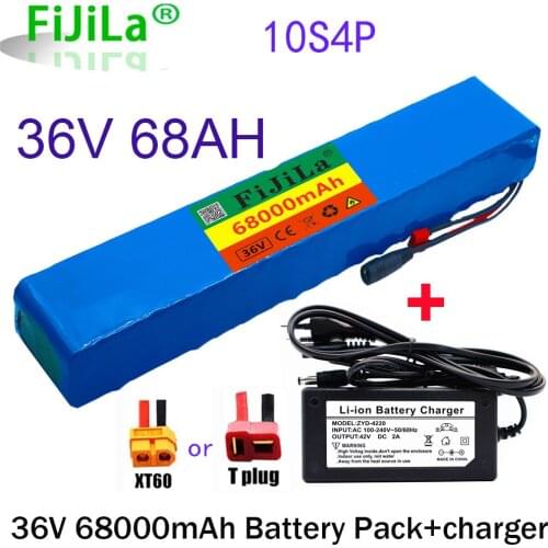 2021 new high power 36V battery 10S4P 68Ah 18650 battery pack 1000W 42V 68000mAh for Ebike electric bicycle with BMS+charger