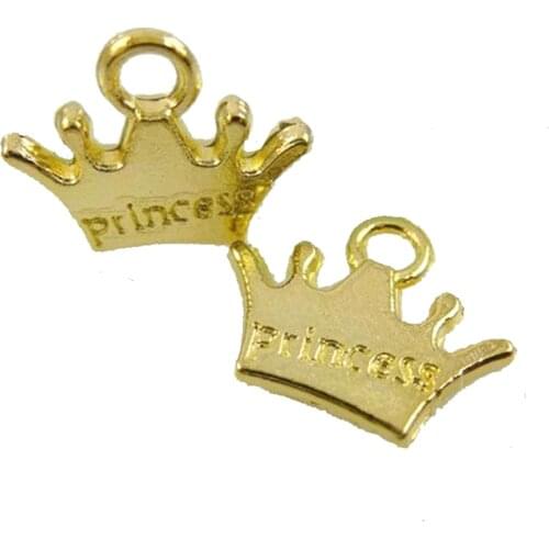 30pcs Gold Color Plated Zinc Alloy 3D Princess Crown Charms Pendants DIY Handmade Jewelry Findings 11751
