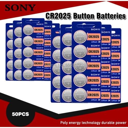 50PCS FOR SONY Original cr2025 Button Cell Batteries cr 2025 DL2025 LM2025 3V Lithium Coin Battery For Watch Weight Scale