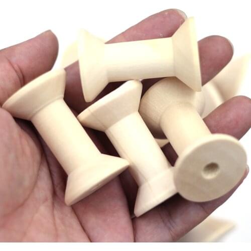 50Pcs Empty Spools Wooden Thread Wood Natural Color Sewing Ribbon Textile Yarn Needlework DIY Findings 47x31mm