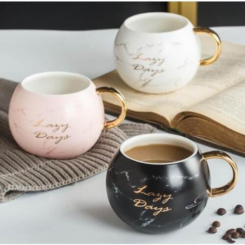 530ML Marble Ceramic Coffee Cup Gold Handle Tea Cup Breakfast Milk Cup Office Water Cup Espresso Cups Friend Gift