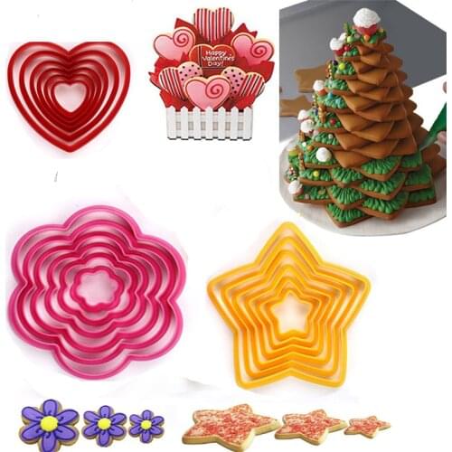 6pcs/set Multi-style Cake Cookie Biscuit Cutter Stamp Mold Food Grade Baking Pastry Fondant Decorating kitchen accessories Party
