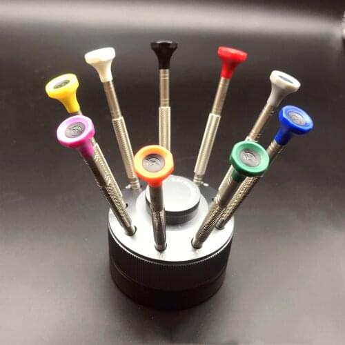 Free Shipping High quality 316L Stainless steel Watchmakers Ergonomic 9 Piece Flat head Screwdriver Set