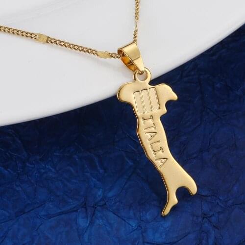 Fashion Gold Color Italy Map Pendant Necklace Women Girl Italian Map Chain Italy
