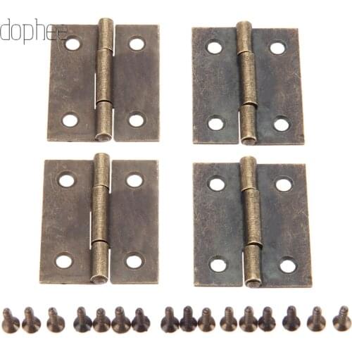 Dophee 2/4/10pcs Mini Cabinet Drawer Butt Hinge Copper Gold Small Hinge 4 Small Hole Hinges high quality Zinc Alloy