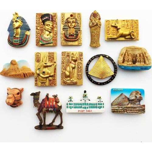 Egyptian Fridge Magnet Souvenir Port Said Travel Souvenir Sphinx Myth Queen Anubis Camel 3d Resin Magnets for Home Decoration