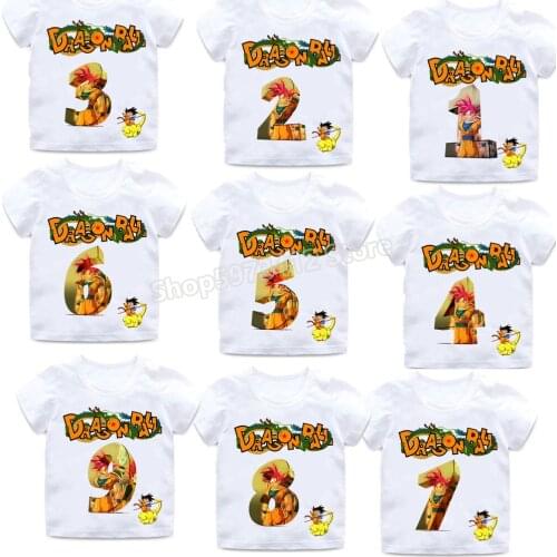 Dragon Ball Graphic T-shirt Digital One To Ten Tees Boys Summer Clothes Goku Children Shirts Kids Tops Cosplay Birthday Gifts