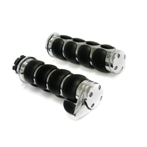 Chrome Hand Grips +Throttle Boss for Suzuki Boulevard Intruder GSXR 600 750 1000