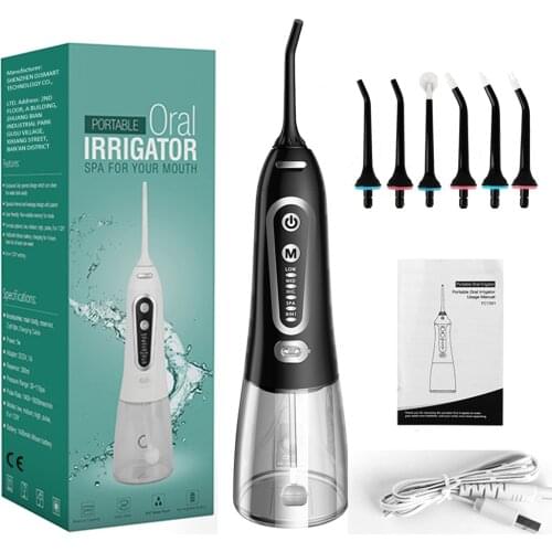 5Models Portable Oral Irrigator Portable Water Dental Flosser USB Rechargeable Water Jet Floss Tooth Pick 6 Jet Tip 300ml