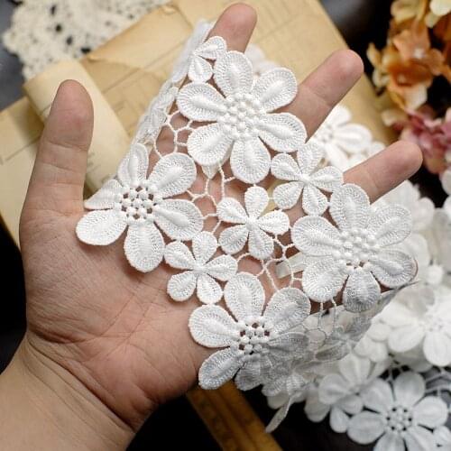 10CM Wide Exquisite White Black Lace Fabric Cotton Embroidery Flowers Ribbon Fringe Trim Skirt Sewing DIY Clothing Apparel Decor