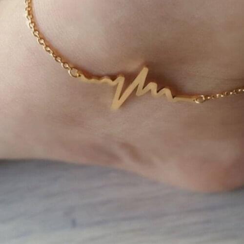 Exquisite Heartbeat Metal Anklet Stainless Steel Anklet 2021 Summer Beach Bridesmaid Simple Fashion Accessories Jewelry Gift