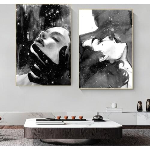 Canvas Painting Black and White Abstract Woman Wall Art Evil Demon Poster Print Wall Picture for Living Room Hotel Home Decor