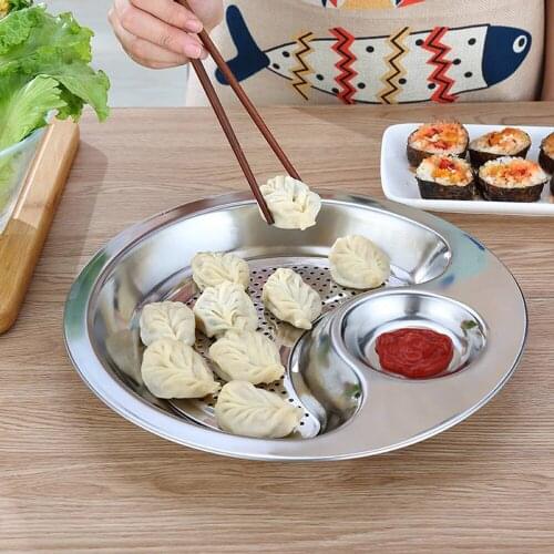 Dumpling Food Draining Plate Dual-layer Dipping Saucer Serving Dish Bowl with Sauce Dish Design Anti-skid Dumpling Dish