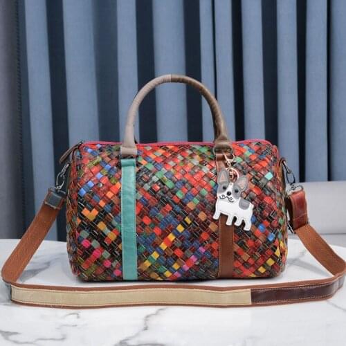 Leather Handbags 2021 New Fashion Art Hand-Woven luxury handbags shoulder bags diagonal bags color stitching handbags