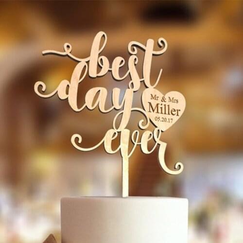 Best Day Ever Cake Topper Personalized Name and Date Wedding cake topper Wedding gift idea