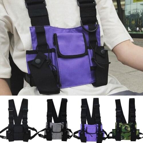 Fashion Nylon Chest Rig Bag Black Vest Hip Hop Streetwear Rig Chest Tactical West Chest Wist Kanye Harness Pack Bag Functio G4B9