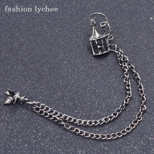 Fashion lychee Retro Antique Metal Flying Bird Cage Collar Brooch Pins Unisex Shirt Dress Jewelry Accessories