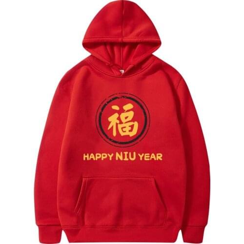 2021 Happy New Year Chinese Style Men Hoodies Chinese Lunar New Year Blessing Characters Hoodie Autumn Winter Pullovers Hoody