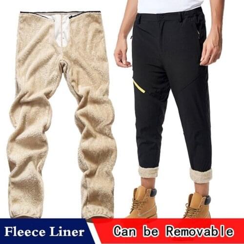 Men Women Winter Waterproof Warm Fleece Pants Plus Velvet Thick Removable Liner Thermal Trouser Outdoor Sport Skiing Hiking Pant