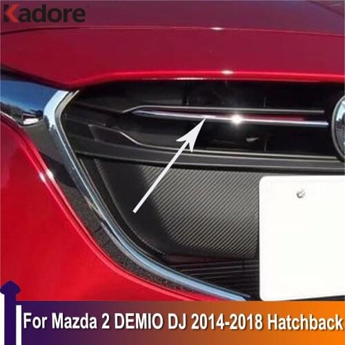 For Mazda 2 DEMIO DJ Hatchback 2014-2017 2018 ABS Chrome Front Grill Cover Trims Strip Sticker Exterior Accessories Car Styling