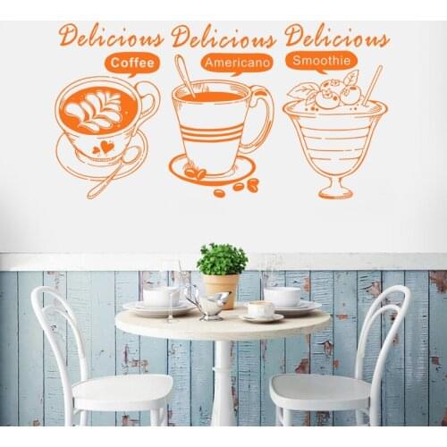 Coffee Shop Sticker Bean Milk tea Decal Cafe Cup Vinyl Art Wall Decals Decor Mural Decoration Break Coffee Glass Decals C1001