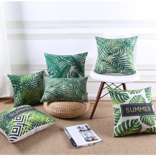 High Quality Summer Jungle Tropical Leaves Green Garden Printed Cushion Cover Decorative Sofa Car Chair Home Decor Pillow Case
