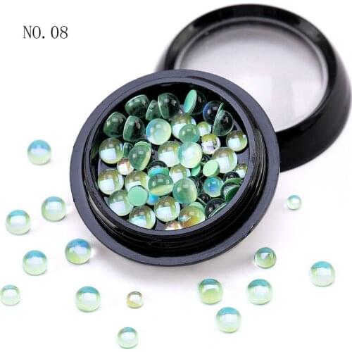 New 3D Mixed Size Candy Colors Mermaid Round Glass Crystal Beads Nail Art Rhinestones AB DIY Flatback Acrylic Stones Decoration