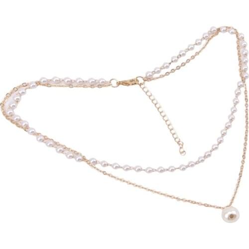 Necklace Super Fairy Niche Double-layer Pearl Pendant Necklace Female Simple Temperament Choker Necklace Clavicle Chain Tide