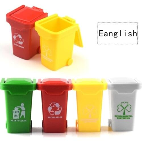 Multi Color Dollhouse Mini Waste Bins Plastic Dustbin Wheelie Trash Can Creative Household Keychain Simulation Furniture Toy