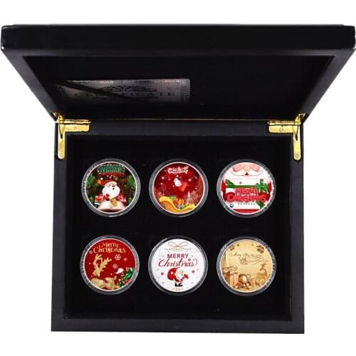Chrismas Souvenir Coin Silver Plated Merry Christmas Challenge Coin for Home Decor Collections 6pcs/box