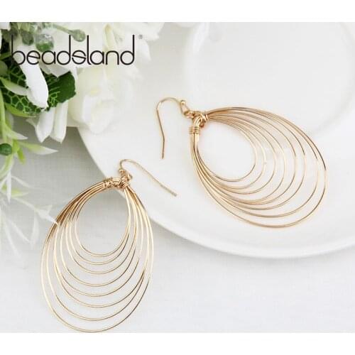 Beadsland Drop Earrings Metal Oval Shape Multilaminar Deign Fashion Bohemia Woman Girl Party Festival Hot Sell Gift 40184