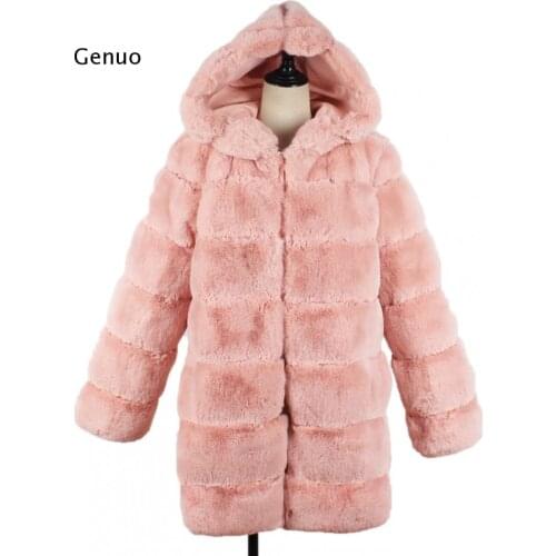 Fashion Luxury Fake Fur Coat Women 80 Cm Long Natural Fox Fur Jacket with Big Fur Hood Full Sleeve Winter Thick Fur
