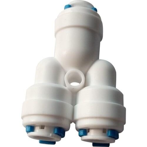 1/4"OD Equal 3 Way Y Type Connector Quick Connect RO Water System Reverse Osmosis Aquarium Fitting 000040