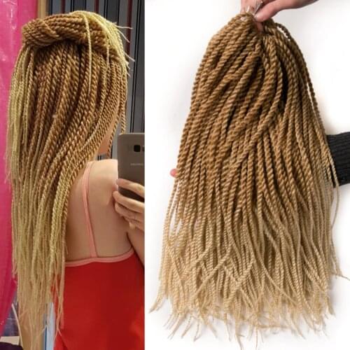 Blonde Ombre Crochet Braids 30 strands/pack 18'',small Senegalese Twist Hair Synthetic Braiding Hair extensions