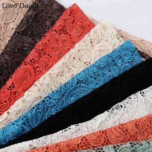 Embroidery Flowers Lace WHITE ROYAL BLUE WINE RED BLACK COFFEE Thick Fabric for Fashion Evening Apparel Dress Blouse Craft