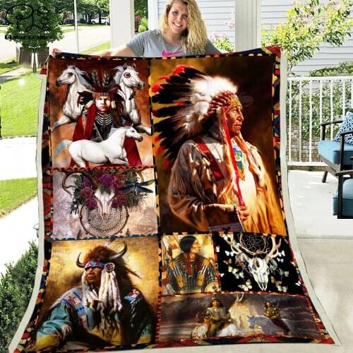 Totem/Native Indian fashion Hooded Blanket 3D full printed Wearable Blanket Adults/Child Fleece Blanket