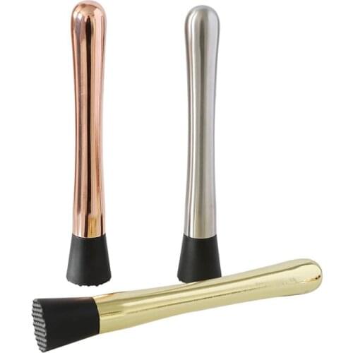 UPORS 8 inch Cocktail Muddler Stainless Steel Bar Muddler with Black Grooved Ice Hammer Fruit Muddler Wine Tools Bar Accessories