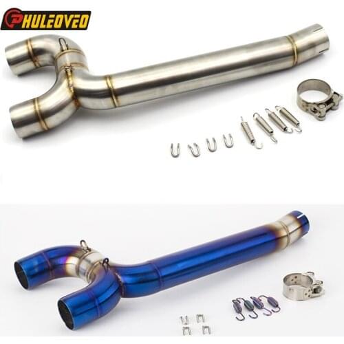 ID:45mm FZ6N FZ6S Motorcycle Exhaust Muffler Link Pipe Mid Pipe Motorbike Muffler Exhaust Escape Connect Pipe for FZ-6N FZ-6S