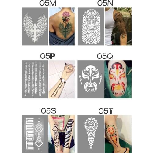 OPHIR Temporary Tattoo Template Reusable Glitter Tattoo Airbrush Stencil Harmless PRO Body Paint Art Designs STE005
