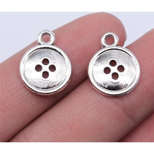 WYSIWYG 10pcs 13mm Vintage Button Pendants Charm For Jewelry Making Antique Bronze Color Antique Silver Color