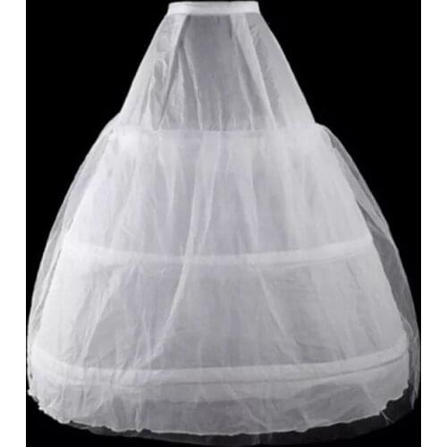 Womens 2 Layers 3 Hoops White Wedding Gridal Gown Dress Petticoat Elastic Waistband Drawstring A-Line Underskirt Crinoline