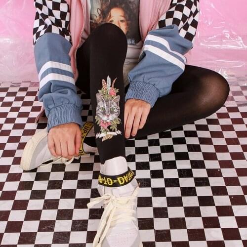 RUNNING CHICK Cool Cat Avatar Print Women Pantyhose Wholesales