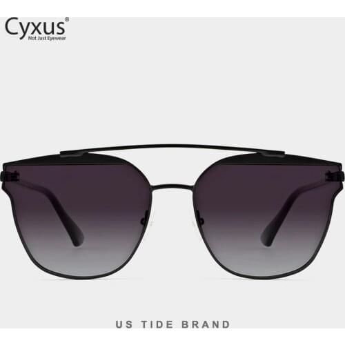 Cyxus Cateye Oversize Sunglasses for Women Mirrored Flat Lenses Street Fashion Shade Metal Frame Girls Eyewear Black/Pink 1102