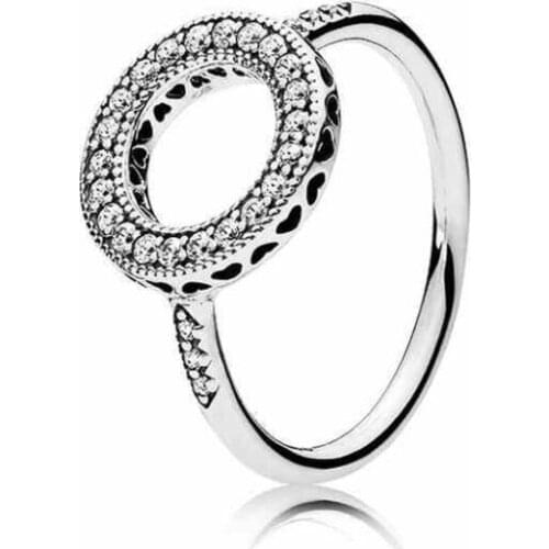 925 Sterling Silver Pan Ring Hearts Of Halo With Crystal Rings For Women Wedding Party Gift Fine Europe Jewelry