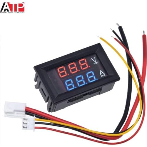 1PCS DC 0-100V 10A Digital Voltmeter Ammeter Dual Display Voltage Detector Current Meter Panel Amp Volt Gauge 0.28" Red Blue LED