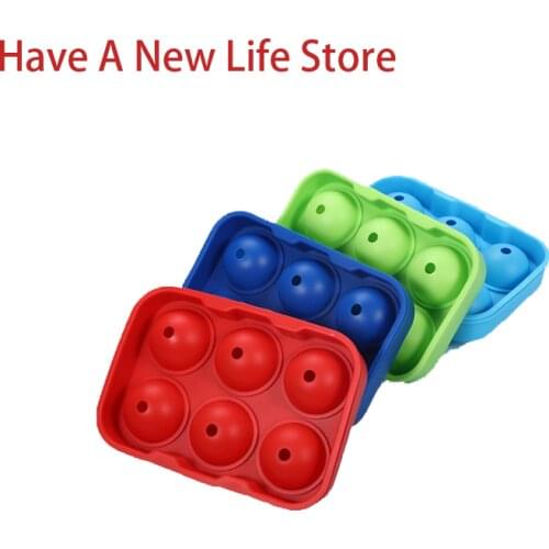 1pc Ice Mold Ice Mold 6 Connected with Round Ice Lattice Silica Gel 4-hole Ice Ball Mold Ice Box Silica Gel Ice Lattice