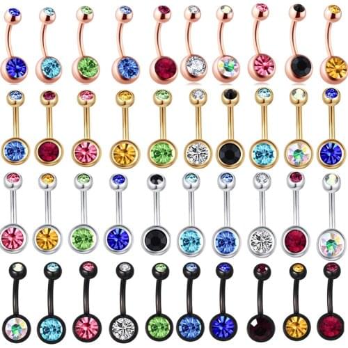 1 pcs/lot Piercing Navel Surgical Steel Single Crystal Rhinestone Belly Button Rings Navel Piercing Ombligo 5/8mm Ball Nombril