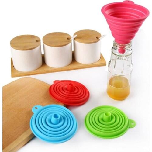 1pcs Mini Foldable Funnel Silicone Collapsible Funnel Folding Portable Funnels Be Hung Household Liquid Dispensing Kitchen Tools