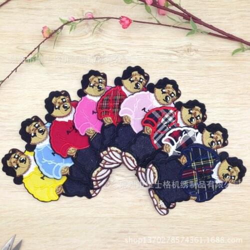 10 Pcs/lot 8x13cm Large Embroidery Patches Bear Paster Cartoon Cloth Stickers Decorative Patch Sewing Accessories Wholesale